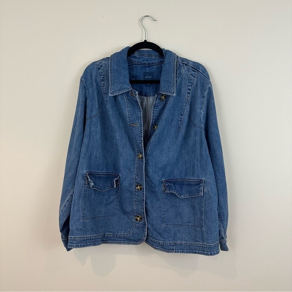 J. Jill Denim | Classic Blue Jean Jacket Button Front Size 2X - Picture 2 of 7
